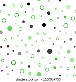 Light Green vector seamless pattern with spheres. Blurred decorative design in abstract style with bubbles. Template for business cards, websites.
