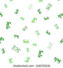 Light Green vector seamless pattern with 50 percentage signs. Colorful set of  percentage signs in simple style. Backdrop for super sales on Black Friday.