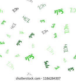 Light Green vector seamless pattern with 40 percentage signs. Colorful set of  percentage signs in simple style. Template for season sales, shopping ads.