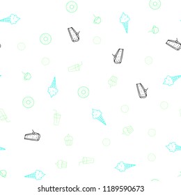 Light Green vector seamless pattern with fresh ingredients. Fast Food on blurred abstract background with colorful gradient. Pattern for ads of breakfast, lunch, dinner.