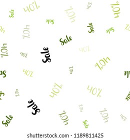 Light Green vector seamless pattern with 40 percentage signs. Colored words of sales with gradient on white background. Template for season sales, shopping ads.