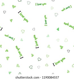 Light Green vector seamless pattern with colorful hearts. Illustration with hearts in love concept for valentine's day. Beautiful design for your business advert of anniversary.