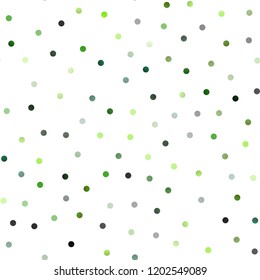 Light Green vector seamless pattern with spheres. Glitter abstract illustration with blurred drops of rain. Pattern can be used as texture of water, rain drops.