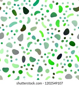Light Green vector seamless pattern with spheres. Blurred bubbles on abstract backdrop with colorful gradient. Pattern for trendy fabric, wallpapers.