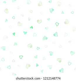 Light Green vector seamless pattern with colorful hearts. Hearts on blurred abstract background with colorful gradient. Pattern can be used for valentine's ad, booklets.