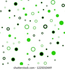 Light Green vector seamless pattern with spheres. Blurred decorative design in abstract style with bubbles. Pattern for design of fabric, wallpapers.