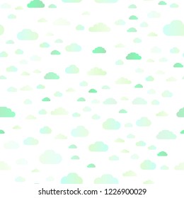 Light Green vector seamless pattern with clouds. Beautiful illustration with colorful sky, clouds. Design for textile, fabric, wallpapers.