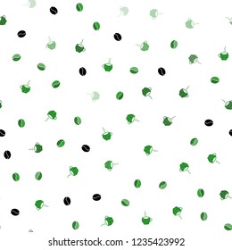 Light Green vector seamless pattern with coffee beans, cups. Decorative gradient design of coffee cups and beans. Pattern for menu of cafes and restaurants.