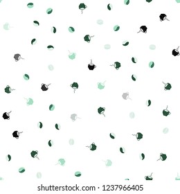 Light Green vector seamless pattern with coffee beans, cups. Glitter abstract backdrop with gradient mugs, coffee grains. Doodle design for your business advert of cafes.