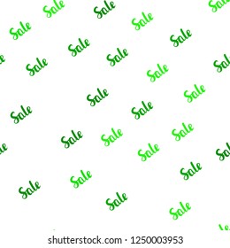 Light Green vector seamless pattern with sale signs. Illustration with signs of sales on abstract template. Template for season sales, shopping ads.