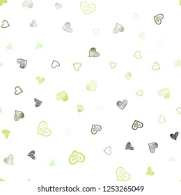 Light Green vector seamless pattern with colorful hearts. Illustration with hearts in love concept for valentine's day. Pattern for marriage gifts, congratulations.