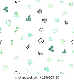 Light Green vector seamless pattern with phrase LOVE YOU, hearts. Colorful gradient phrase LOVE YOU, hearts in abstract style. Design for wallpaper, fabric makers.