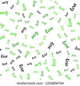 Light Green vector seamless pattern with phrase LOVE YOU. Illustration with phrase LOVE YOU for valentine's day. Design for wallpaper, fabric makers.