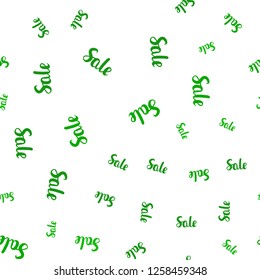 Light Green vector seamless pattern with sale signs. Shining colorful illustration with isolated selling prices. Backdrop for mega promotions, discounts.