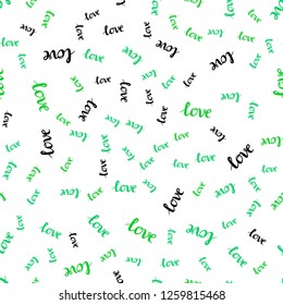 Light Green vector seamless pattern with phrase LOVE YOU. Illustration with phrase LOVE YOU for valentine's day. Design for wallpaper, fabric makers.