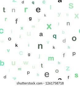 Light Green vector seamless pattern with ABC symbols. Abstract illustration with colored latin alphabet. Design for wallpaper, fabric makers.