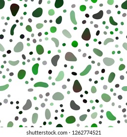 Light Green vector seamless pattern with spheres. Glitter abstract illustration with blurred drops of rain. Design for textile, fabric, wallpapers.