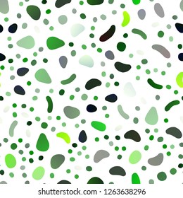 Light Green vector seamless pattern with spheres. Abstract illustration with colored bubbles in nature style. Template for business cards, websites.