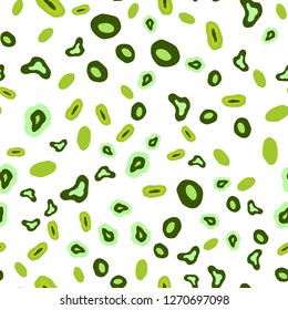 Light Green vector seamless pattern with spheres. Glitter abstract illustration with blurred drops of rain. Template for business cards, websites.