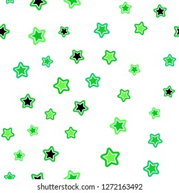 Light Green vector seamless pattern with christmas stars. Stars on blurred abstract background with gradient. Template for business cards, websites.