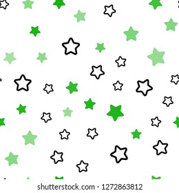Light Green vector seamless pattern with christmas stars. Shining colored illustration with stars. Design for wallpaper, fabric makers.