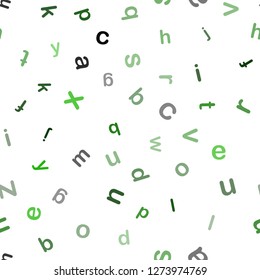 Light Green vector seamless pattern with ABC symbols. Shining colorful illustration with isolated letters. Design for wallpaper, fabric makers.
