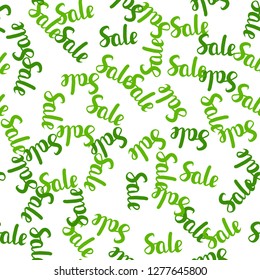 Light Green vector seamless pattern with 70, 90 percentage signs. Gradient illustration with discount signs on white backdrop. Template for season sales, shopping ads.