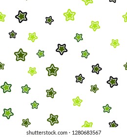 Light Green vector seamless pattern with christmas stars. Decorative shining illustration with stars on abstract template. Pattern for trendy fabric, wallpapers.
