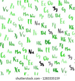 Light Green vector seamless pattern with ABC symbols. Colored alphabet signs with gradient on white background. Design for wallpaper, fabric makers.