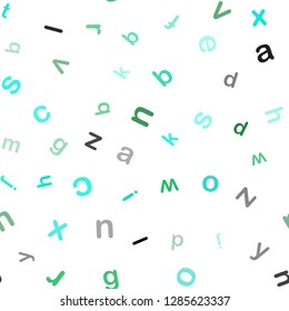 Light Green vector seamless pattern with ABC symbols. Shining illustration with ABC symbols on abstract template. Template for business cards, websites.