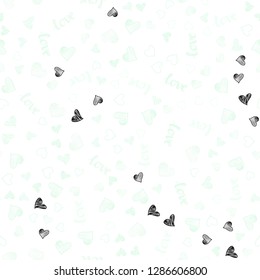 Light Green vector seamless pattern with phrase LOVE YOU, hearts. Romantic illustration with colorful phrase LOVE YOU, hearts. Design for wallpaper, fabric makers.