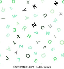 Light Green vector seamless pattern with ABC symbols. Colored alphabet signs with gradient on white background. Texture for window blinds, curtains.