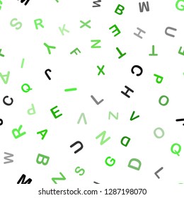 Light Green vector seamless pattern with ABC symbols. Shining colorful illustration with isolated letters. Pattern for trendy fabric, wallpapers.