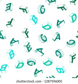 Light Green vector seamless pattern with 3D ABC symbols. Colorful 3D alphabet signs with gradient on white background. Design for wallpaper, fabric makers.