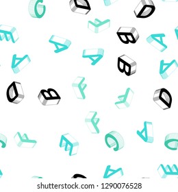 Light Green vector seamless pattern with 3D ABC symbols. Abstract illustration with 3D ABC symbols. Design for wallpaper, fabric makers.