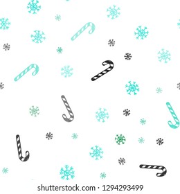 Light Green vector seamless pattern with delicious xmas candies.