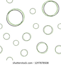 Light Green vector seamless pattern with spheres. Blurred decorative design in abstract style with bubbles. Pattern for trendy fabric, wallpapers.