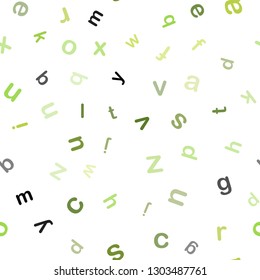 Light Green vector seamless pattern with ABC symbols. Modern geometrical illustration with ABC english symbols. Template for business cards, websites.