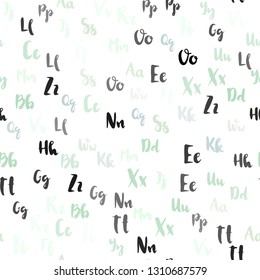 Light Green vector seamless pattern with ABC symbols. Colored alphabet signs with gradient on white background. Texture for window blinds, curtains.