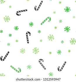 Light Green vector seamless pattern with delicious xmas candies.