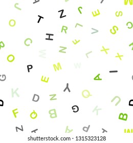 Light Green vector seamless pattern with ABC symbols. Modern geometrical illustration with ABC english symbols. Pattern for design of fabric, wallpapers.