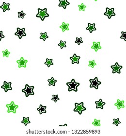 Light Green vector seamless pattern with christmas stars. Blurred decorative design in simple style with stars. Design for textile, fabric, wallpapers.