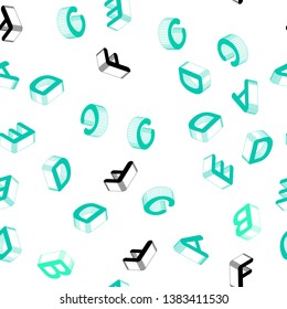 Light Green vector seamless pattern with 3D ABC symbols. Abstract illustration with 3D ABC symbols. Texture for window blinds, curtains.