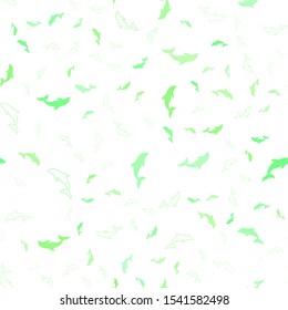 Light Green vector seamless pattern with sea dolphins. Isolated sea dolphins on white background. Template for natural magazines.