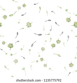 Light Green vector seamless sketch layout. Glitter abstract illustration with doodles and leaves. New template for your business design.