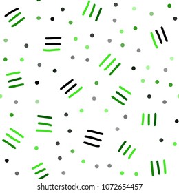 Light Green vector seamless template with geometric lines. Decorative abstract design of repeating lines, circles. Pattern for design of fabric, wallpapers.