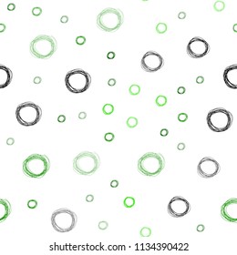 Light Green vector seamless template with circles. Blurred decorative design in abstract style with bubbles. Pattern can be used for ads, leaflets.