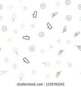 Light Green vector seamless template with organic meal. Blurred decorative design of snacks in doodle style. Template for meal cooking in kitchen.