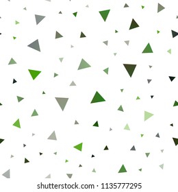 Light Green vector seamless template with crystals, triangles. Glitter abstract illustration with triangular shapes. The template can be used as a background.