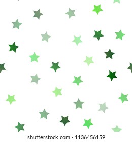 Light Green vector seamless template with sky stars. Glitter abstract illustration with colored stars. The template can be used as a background.